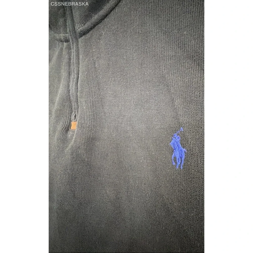 Polo Ralph Lauren Black cotton‎ quarter-zip or half-zip sweater. - Size XL